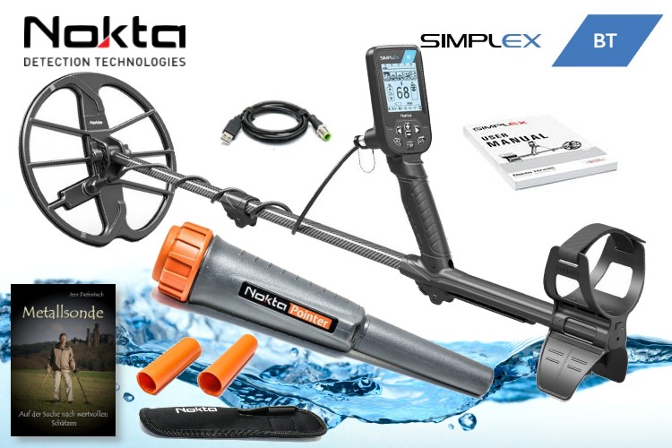 Nokta Simplex BT Ausrüstungspaket (Metalldetektor mit Nokta Pinpointer & Schatzsucherhandbuch)